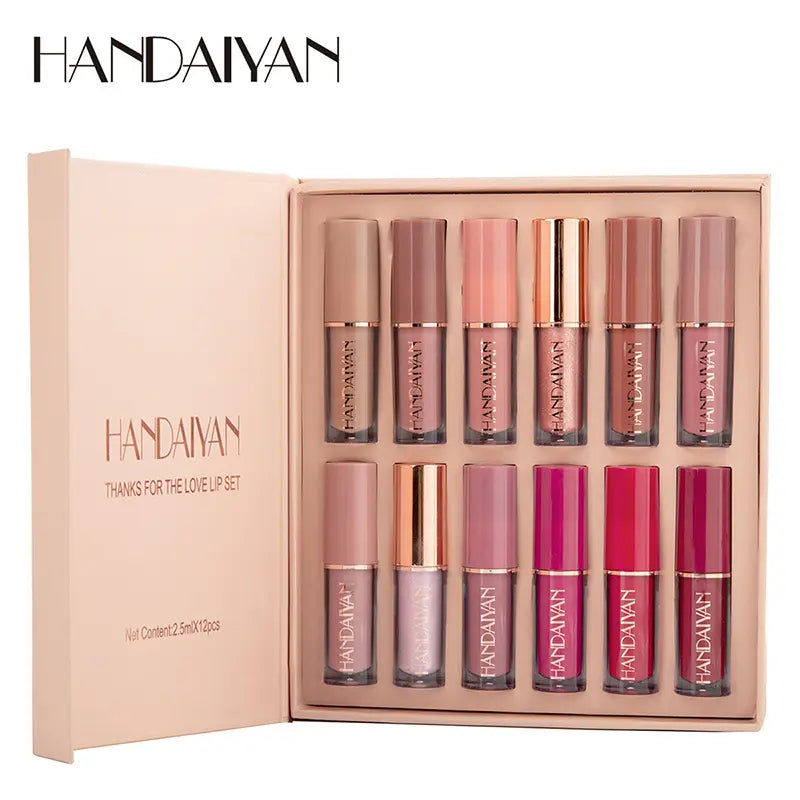 HANDAIYAN 6PCS Velvet Matte Liquid Lipstick Set – Long-Lasting, Waterproof, Quick-Dry Lip Stain Kit, Non-Stick Cup Glossy & Matte Lip Makeup Set