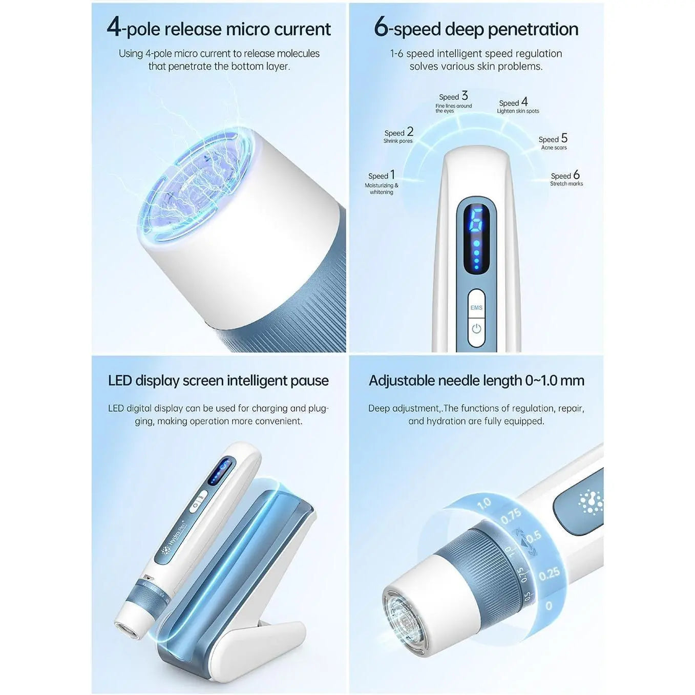 Hydra Pen H5 Wireless Facial Beauty Tool with LED Display & 20 Different Replaceable Cartridges | Skin Rejuvenation & Essence Absorption Device (No Serum Included)