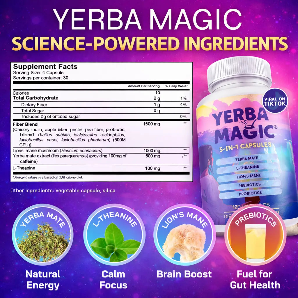Yerba Magic 2 Pack Bundle: Variety Pack & 5-In-1 Capsules | Yerba Mate, Lion'S Mane, L-Theanine, Prebiotics, Probiotics