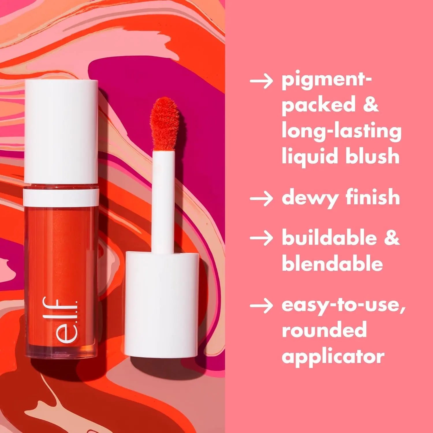 E.L.F. Camo Liquid Blush Cheeky Lychee Long-Lasting High-Pigment Color Soft Dewy Finish Vegan Cruelty-Free