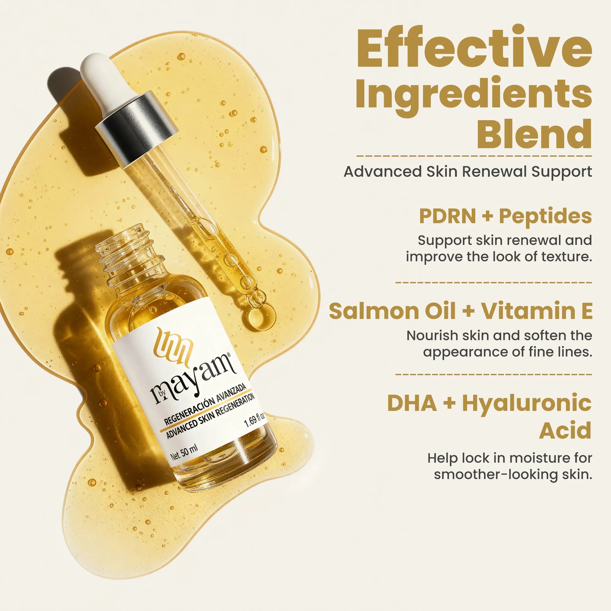 Mayam Beauty PDRN Glow Serum 50 Ml 1.69 Fl Oz Advanced Formula with PDRN Hyaluronic Acid & Peptides for Cell Regeneration & Skin Brightening Anti-Aging