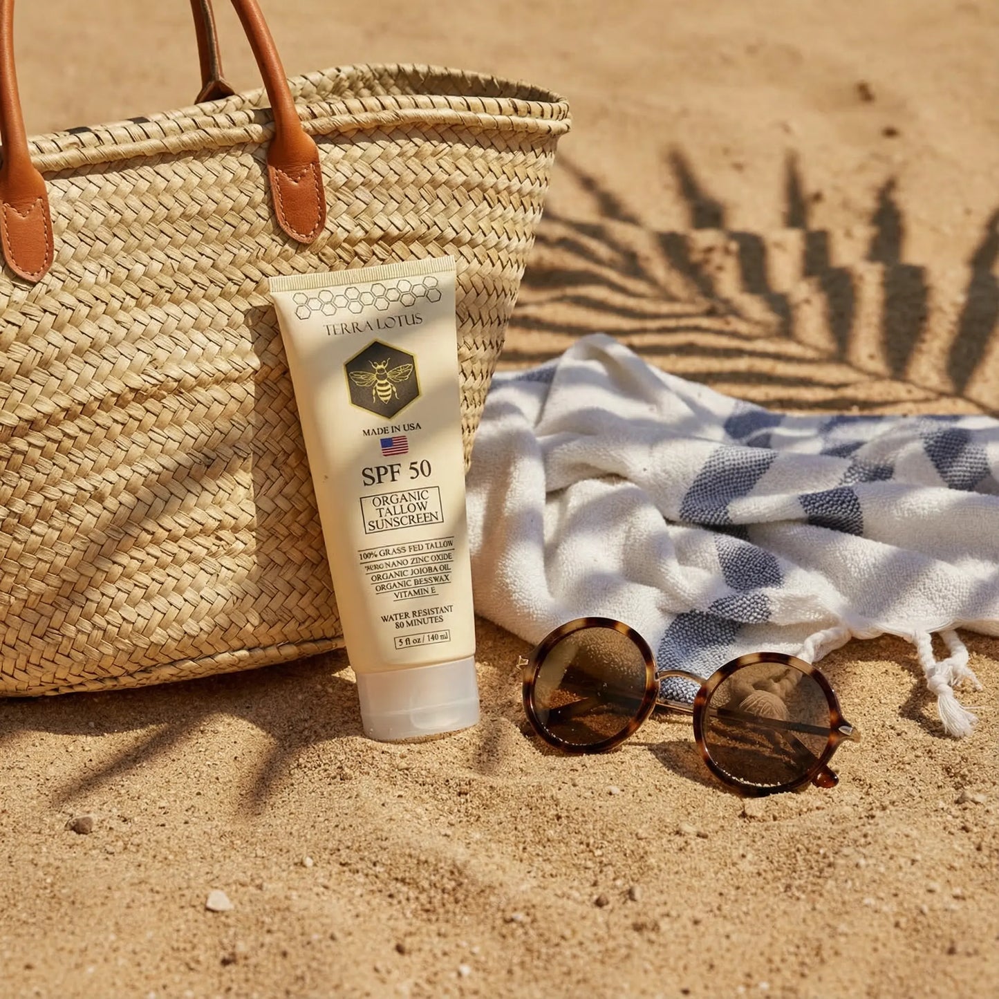 Organic Tallow Sunscreen - Natural Mineral Sunscreen SPF 50 - Safest Organic Natural Tallow & Zinc Oxide Sunblock | Reef Safe, Clean Non-Greasy Formula for Face and Body