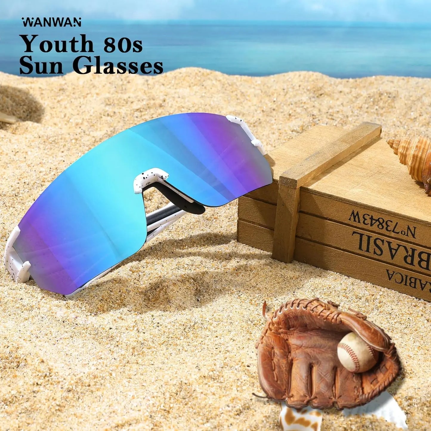 FEISEDY Men Women Cycling Sunglasses, 80S Sport Baseball Mirrored Sun Glasses for Youth Adults Running Softball B8171