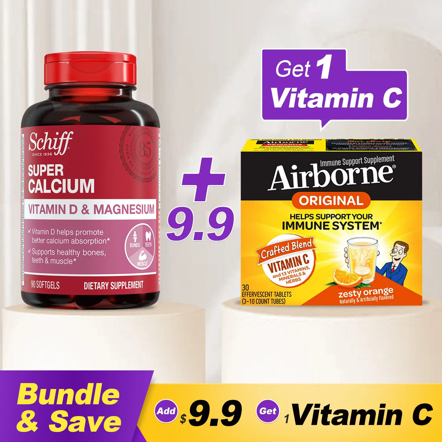 Schiff Super Calcium 800Mg plus Magnesium with Vitamin D3, 90 Softgels - Calcium Supplement Healthcare Dietary Fitness Edible Healthy Teeth Healthy Bones