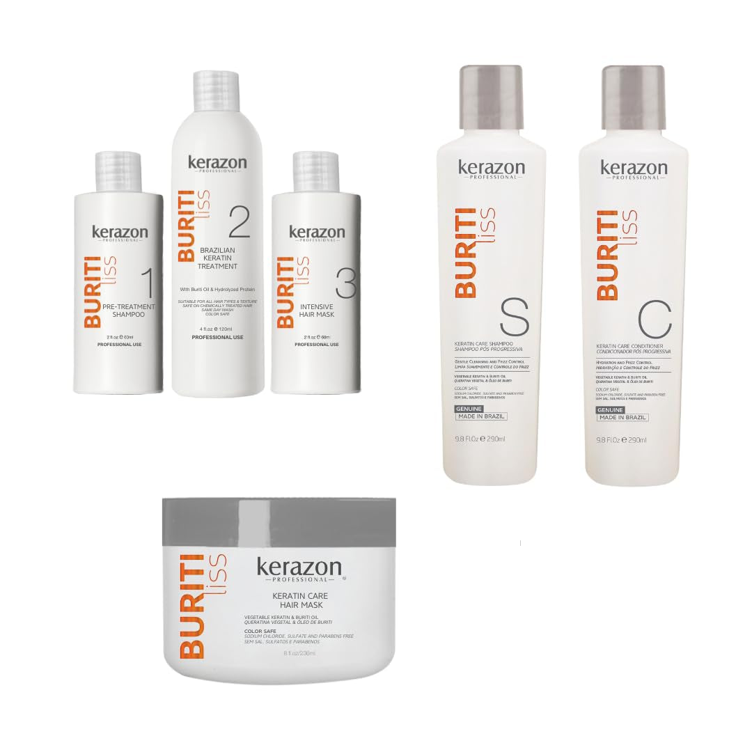 Brazilian Keratin Treatment Triple Bundle Hair Straightening Kerazon Buriti Liss