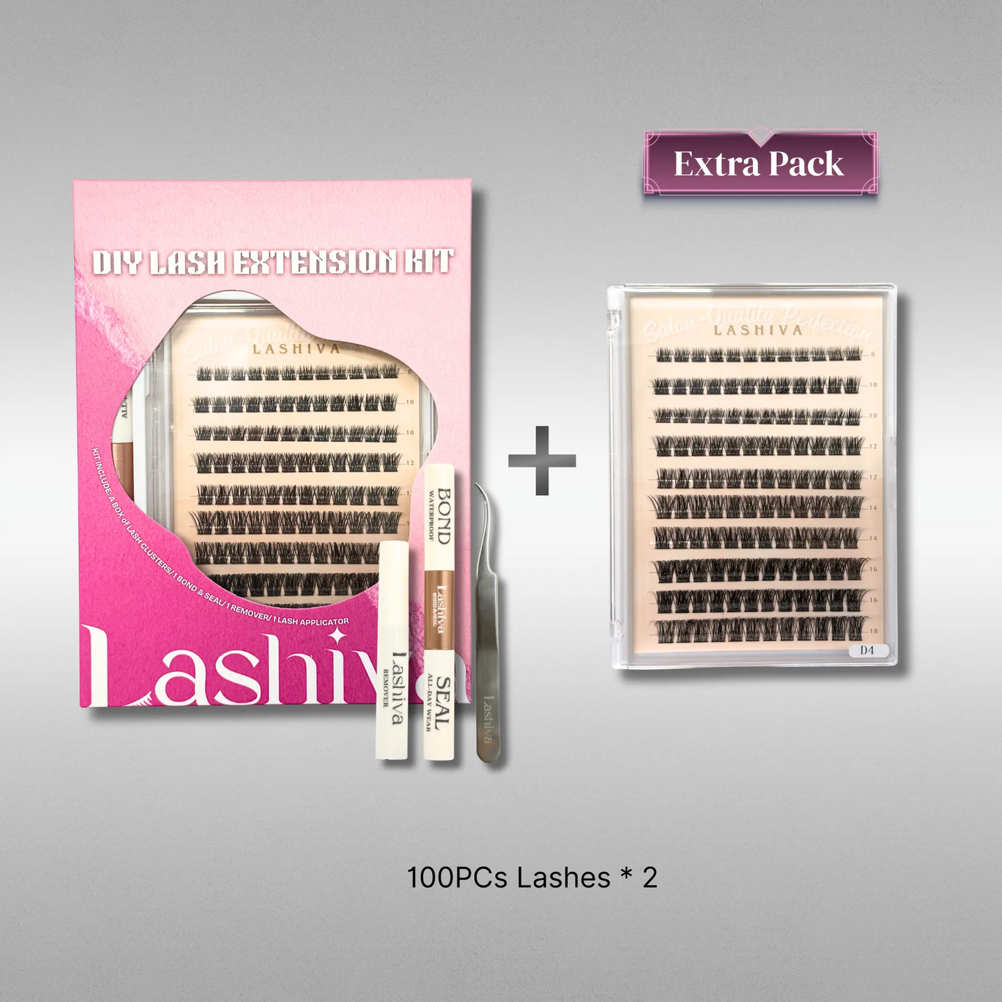 Lashiva VEIL- Wispy Lash Extension Kit | 100 Pcs 8-18 Mm  At-Home Lash Game Changer