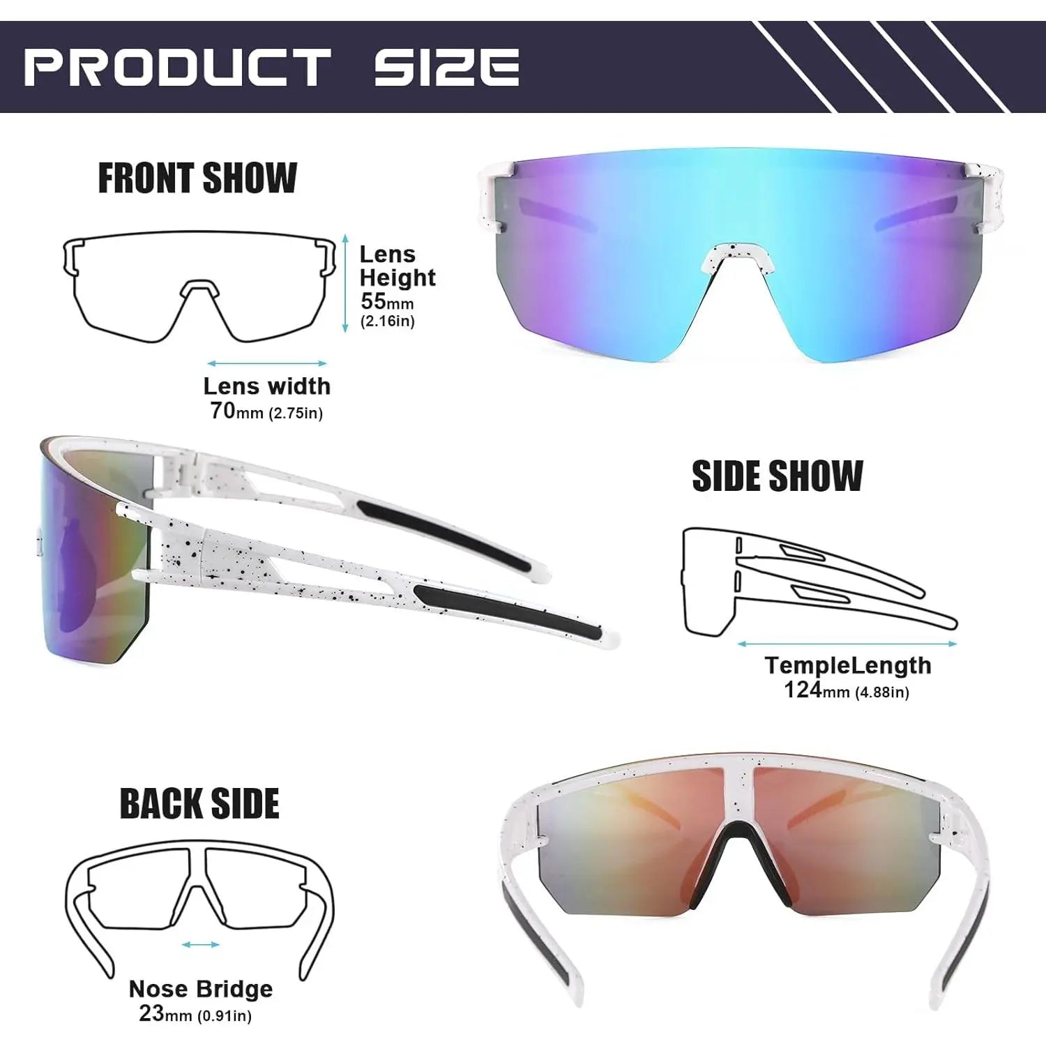 FEISEDY Men Women Cycling Sunglasses, 80S Sport Baseball Mirrored Sun Glasses for Youth Adults Running Softball B8171